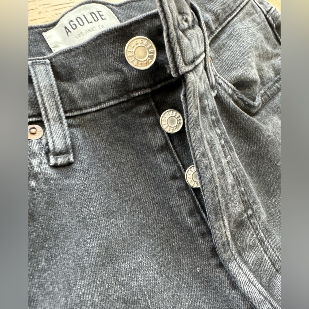Agolde Nico High Rise Slim Straight Denim Jeans Distressed In Cassette  Sz 24 - Picture 11 of 12